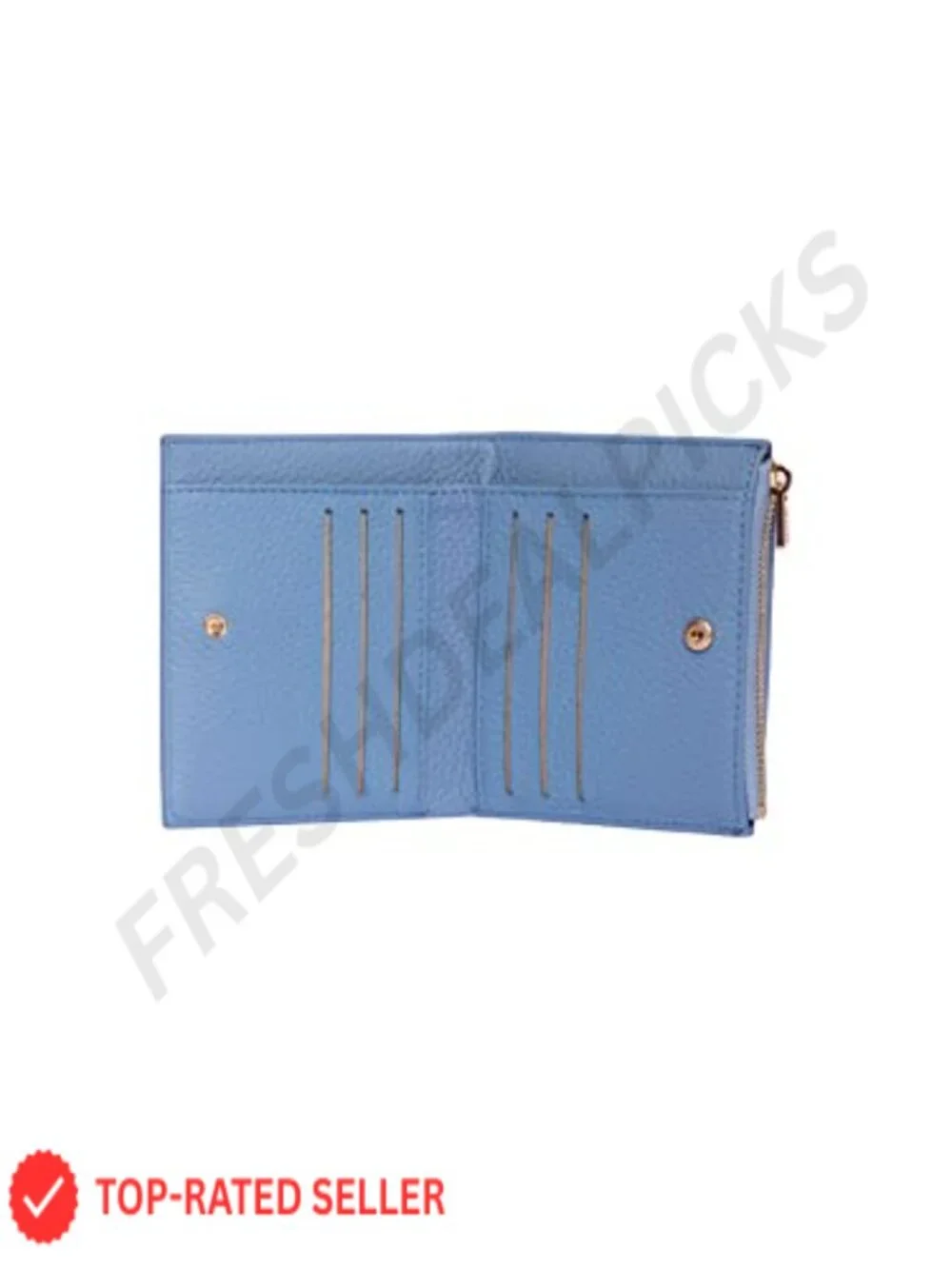 Genuine Leather Minimalist Bifold Wallet with Zipper & 6 Card Slots for Women